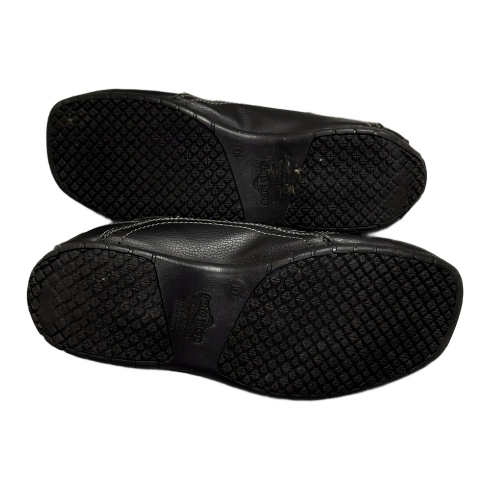 Mens Size 10 Black Leather Slip On Shoes Slip Resistant Sole - Picture 7 of 9